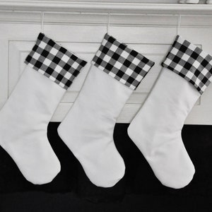 Schwarz-Weiß-Büffelkaro, Weihnachtsstrumpf, Personalisiert, Anderson Karo Weihnachtsstrumpf, Bauernhaus Dekor, Urlaub Nr.741/631