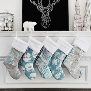 Beach Holiday Decor, Christmas Stocking, Teal, Personalized Stocking, Sand Dollar Stocking Coastal Blue no.681 no.682 no.683 no.684 no.685 image 1