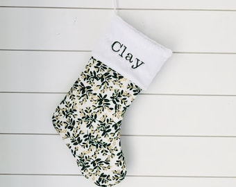Cottage Core Vintage Style Holiday Sock, Personalized Christmas Stocking