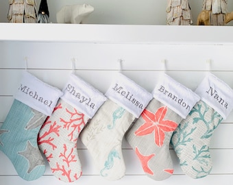 Beach Holiday, Stocking, Turquoise, Ocean Coral, Starfish, Seahorse, Naples, Shell, Seahorse, Blue Grey, no.773, 765, 766, 792, 774