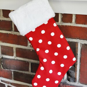 Christmas Stocking, Personalized, Geometric, Family, Polka Dot, Lipstick Red, Dandi Dot, Chevron, Canopy Stripe, no.083 no.045 no.405 no.361 361 - Polka Dot (sm)