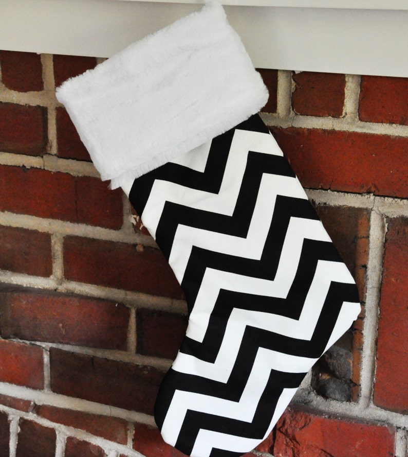 Black and White Christmas Stocking Personalized Polka Dot | Etsy