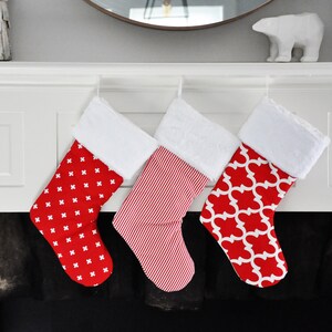 Christmas Stocking, Personalized, Geometric, Family, Polka Dot, Lipstick Red, Dandi Dot, Chevron, Canopy Stripe, no.083 no.045 no.405 no.361 image 7