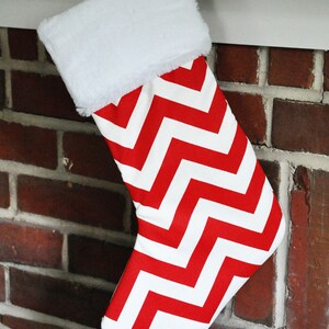 Christmas Stocking, Personalized, Geometric, Family, Polka Dot, Lipstick Red, Dandi Dot, Chevron, Canopy Stripe, no.083 no.045 no.405 no.361 083 - Chevron