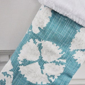 Beach Holiday Decor, Christmas Stocking, Teal, Personalized Stocking, Sand Dollar Stocking Coastal Blue no.681 no.682 no.683 no.684 no.685 image 4