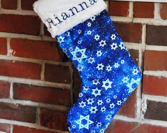 Personalized Hanukkah Stocking, Hanukkah Gift, Mixed Faith Families, Star of David, no.577, Chanuakkah Stocking, Hannukah, Jewish Holiday