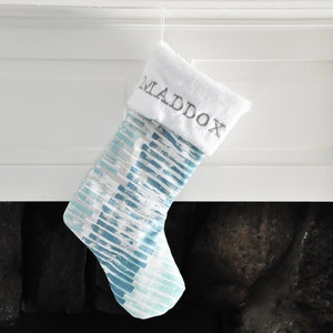 Beach Holiday Decor, Christmas Stocking, Teal, Personalized Stocking, Sand Dollar Stocking Coastal Blue no.681 no.682 no.683 no.684 no.685 image 2