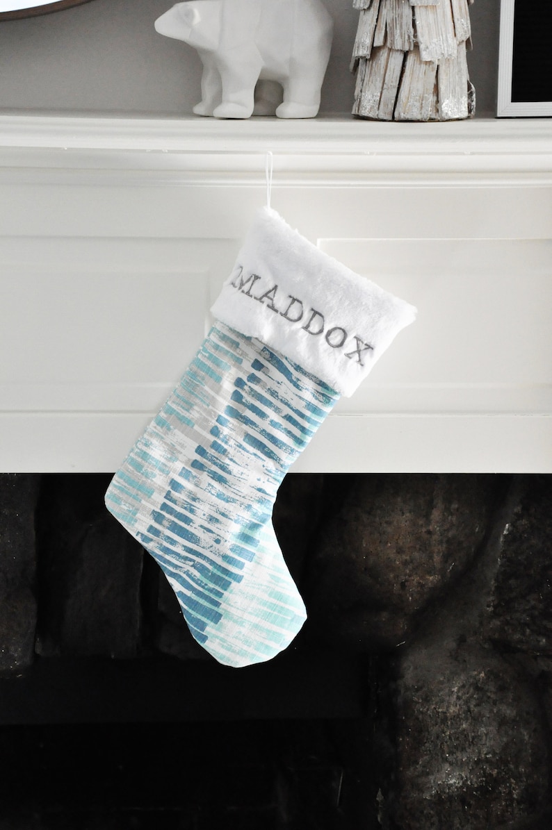 Beach Holiday Decor, Christmas Stocking, Teal, Personalized Stocking, Sand Dollar Stocking Coastal Blue no.681 no.682 no.683 no.684 no.685 681 - Lines