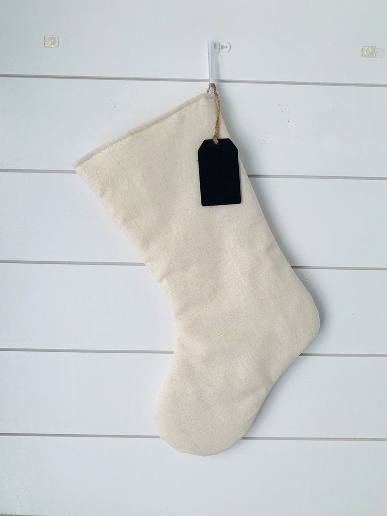 Linen Hand Embroidered Christmas Stocking, Monogrammed Christmas Decoration, Hand Stitched Holiday Gift, no.879 880 881 885 886 887 image 7
