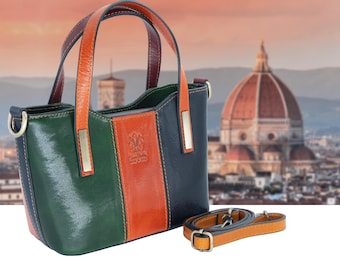 Italian Handmade Multicolor Leather Shoulder Bag Elegant tote bag From Florence Made in Italy