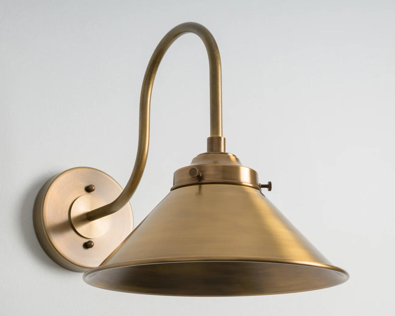 Outdoor Gooseneck Wall Sconce Brass | Vintage Industrial Barn Light ...