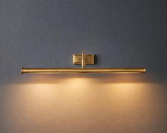 Solid Brass Picture Light – Antique Gold Wall Mount Art Lamp Fixture