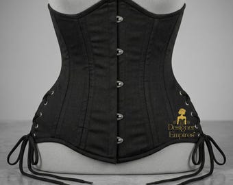 Handmade Double Steel Boned Cotton Underbust Corset | Heavy Duty Waist Training | Women's Shaper