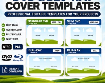 Ultimate DVD & Blu-ray Cover Templates Bundle | NTSC, PAL Standards | Standard, Slim Versions | Canva Ready