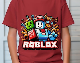 Roblox T-shirt for Kids, Gamer Boy Youth Tee, Video Game Birthday Gift, Colorful Block Character Shirt, Gaming Outfit, Personalized Gamer