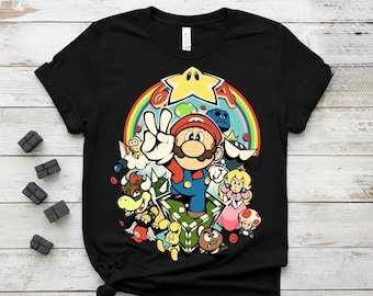 Super Mario 64 Shirt, Retro Nintendo 64 Gaming Tee, Princess Peach Bowser Yoshi T-Shirt, Vintage Video Game Gift, Rainbow Road Gamer Apparel