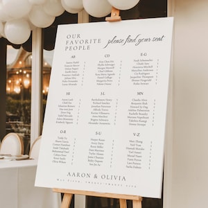 Seating Chart Template Alphabetical Order Wedding Seating Chart A-Z Table Seating Chart Wedding Signage Find Your Seat Editable Canva