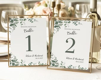 DIY Wedding Table Numbers Greenery Wedding Table Signage Custom Table Modern Wedding Decor Reception Table Number Event Party Table Sign