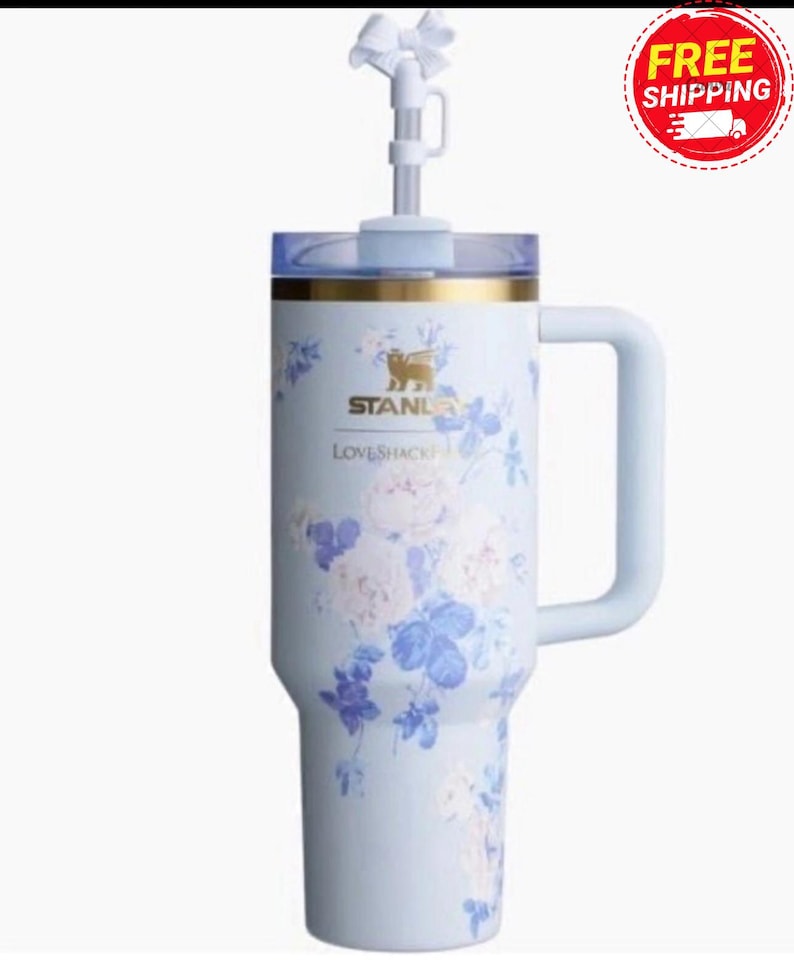 Stanley x LoveShackFancy Quencher H2.0 40 oz Tumbler Blue image 4