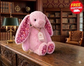 Conejito Jellycat Blossom Blush mediano color cereza con bolsa guardapolvo