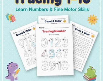 Number Tracing Worksheets 1-10 / Printable Preschool Math Activity / Toddler Homeschool PDF / Instant Download / Fine Motor Skills Practica
