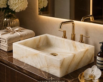 Handgemaakte witte onyx rechthoekige wastafel natuursteen badkamer wastafel decor luxe wastafel