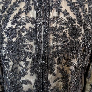 Vintage Adrianna Papell Beaded Silk Evening Jacket XL | Black Sequin Sheer Formal Top bild 7