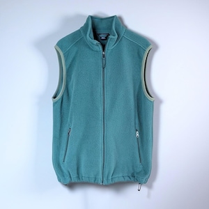 Lands' End Teal Fleece Vest | Women's Large Zip High Collar Layering Piece