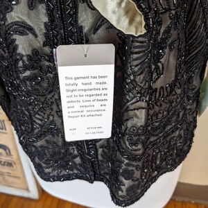 Vintage Adrianna Papell Beaded Silk Evening Jacket XL | Black Sequin Sheer Formal Top bild 4