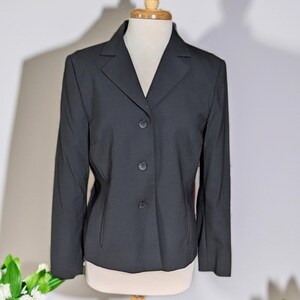 Y2K Pendleton Black Wool Blend Blazer Size 10 Classic 3 Button Tailored Jacket Lined