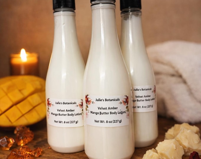 Featured listing image: Velvet Amber Mango Butter Body Lotion – Luxury Scented Moisturizer, 8 oz
