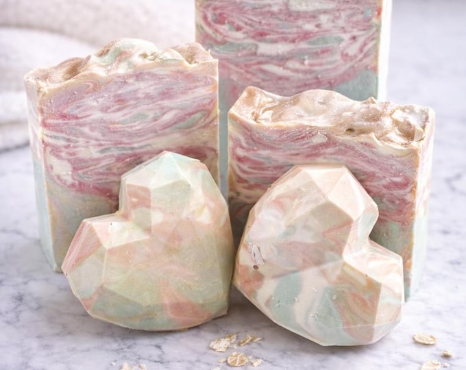Featured listing image: Desert Rose Artisan Soap | Swirled Cold Process Bar, Floral Scent