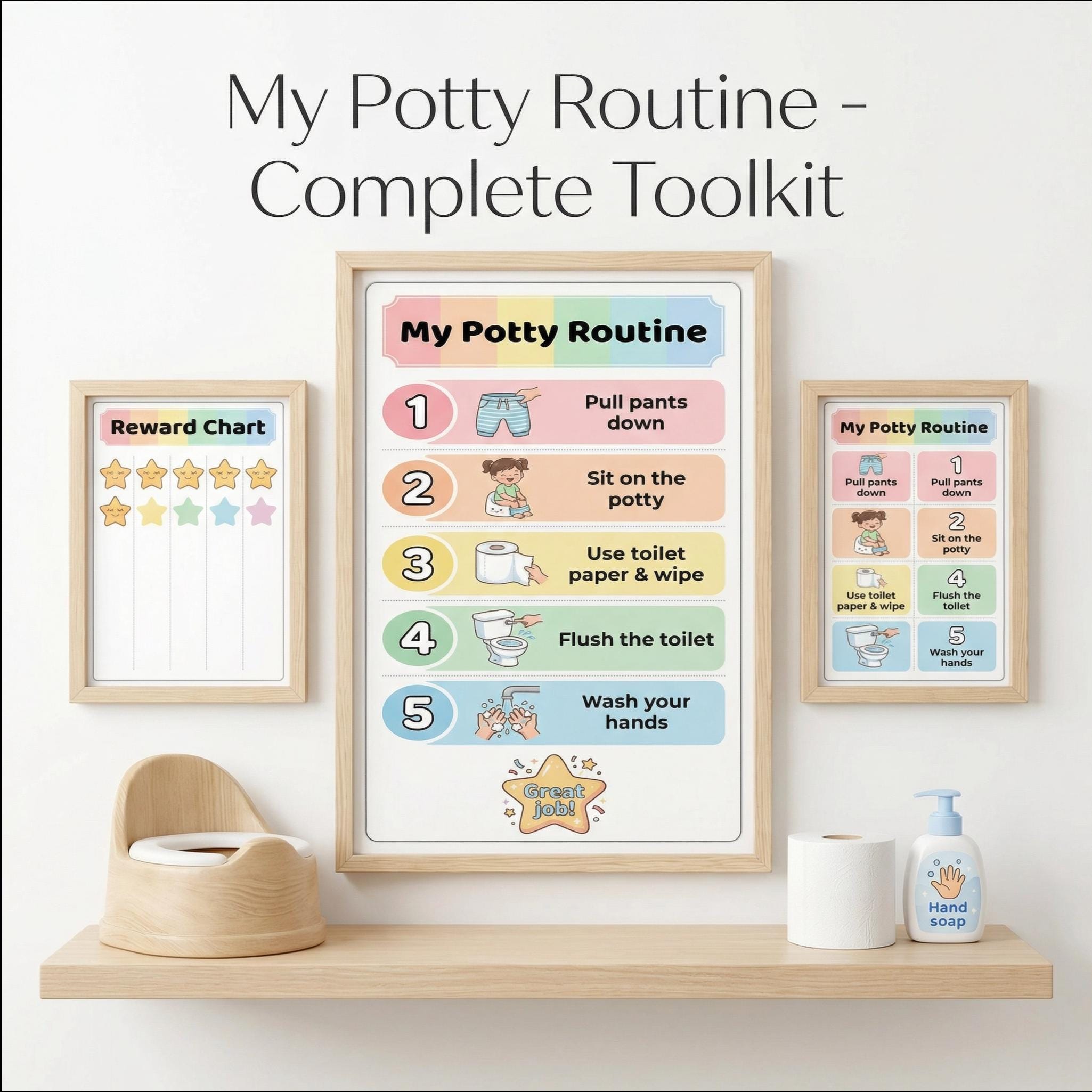 Potty Training Visual Schedule: Step-by-step Bathroom Routine Guide for ...