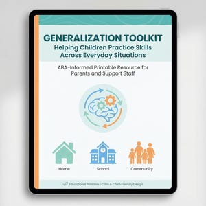Autism Behaviour Support Toolkit ABA Generalization Activities & Worksheets.
