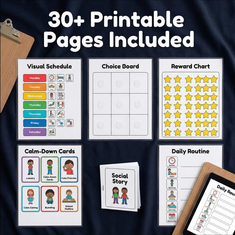 Kids Bedtime Routine Chart: Visual Schedule, Calm Down Tools (digital ...