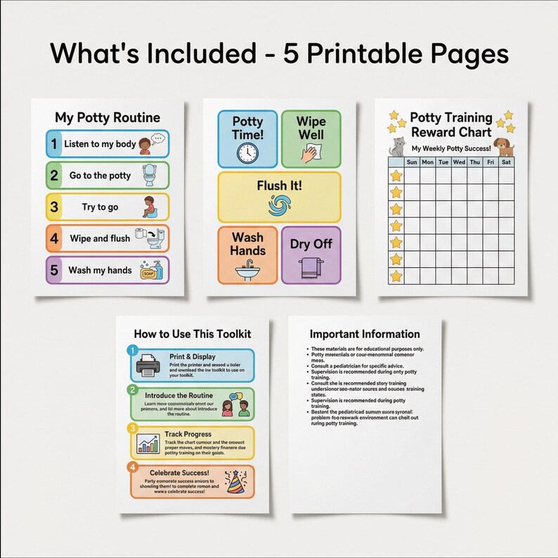 Potty Training Visual Schedule: Step-by-step Bathroom Routine Guide for ...