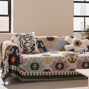 Ethnisches nordisches Sofa Sofa Hussen japanisches koreanisches Muster, Antikatzenkratzer Polyester Baumwolldecke Couchschutz Wohnkultur, Staubschutz werfen