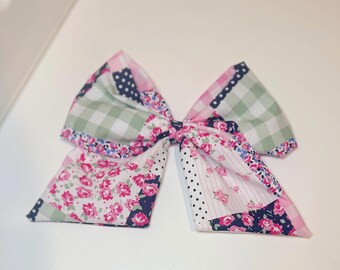 Lazo de tela patchwork – Decoración para coronas de verano, detalle para cestas de Pascua