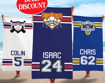 Personalized Team Beach Towel: Custom Softball/Baseball Sport Towel, Swim Gift, School Team Gift, Custom team gift, Hockey Team Gift