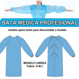 Molde Bata Médica PDF | Patrón Imprimible | Descarga Instantánea | Fácil de Medical Gown PDF Pattern | Ready to Print | Instant Download