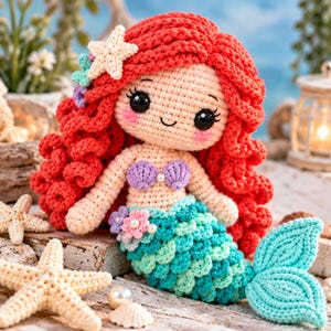 Pastel Ocean Mermaid Princess Crochet Pattern PDF, Amigurumi Mermaid Doll, Cute Mermaid Crochet Tutorial, Digital Download