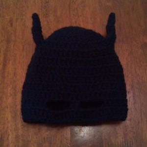 Bat Inspired Beanie Crochet Pattern, Superhero Masked Hat (PDF Download)