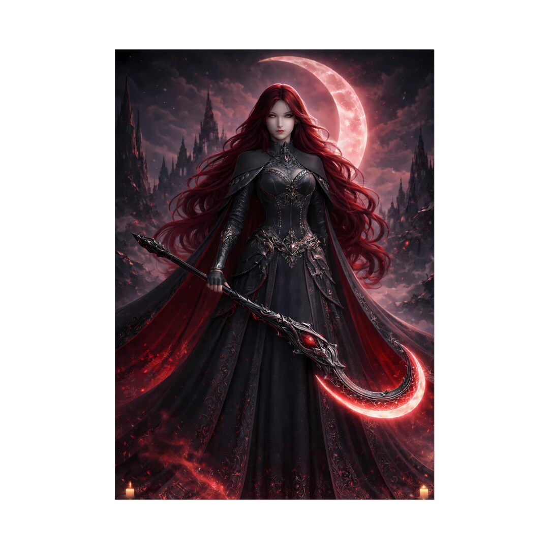 Crimson Sigil Gothic Fantasy Art Print Dark Fantasy Queen Wall Art ...