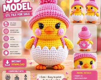 Easter Duck Hatching from an Egg 3D STL File