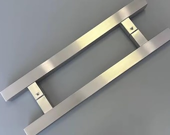 24" Square Stainless Steel Door Handle – Modern Back-to-Back Pull