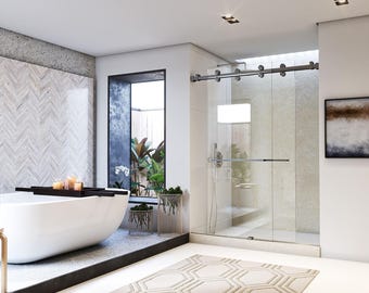 Liberty Two Doors System Kit 62″ x 76″– Sliding Glass Shower Door System, Modern and Elegant Design