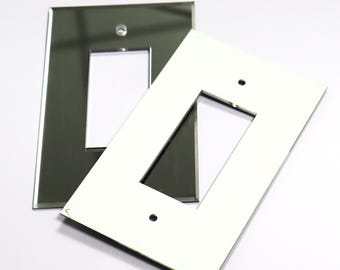 Mirrored Acrylic Decora Wall Plate – 1 Gang GFI Outlet Cover with Beveled Edge
