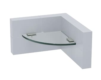 Square Glass Shelf Clamp X 2 Units | Modern Bracket for Glass Shelves | Support | Bathroom Kitchen Wall Mount | Heavy Duty Holder
