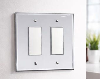 Mirrored Acrylic 2-Gang Decora Wall Plate, Double Switch Cover, Flush Mount, 3/16" Thick