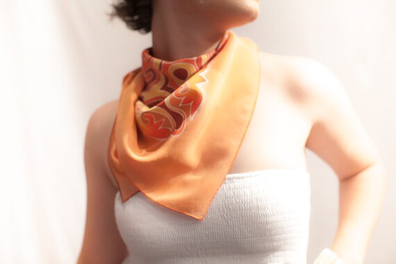 Items similar to Scarflette, neckerchief hand painted square silk scarf ...